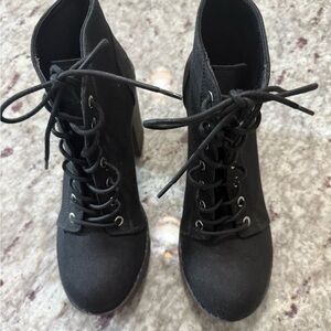 Divided Women's Black Lace-Up Boots